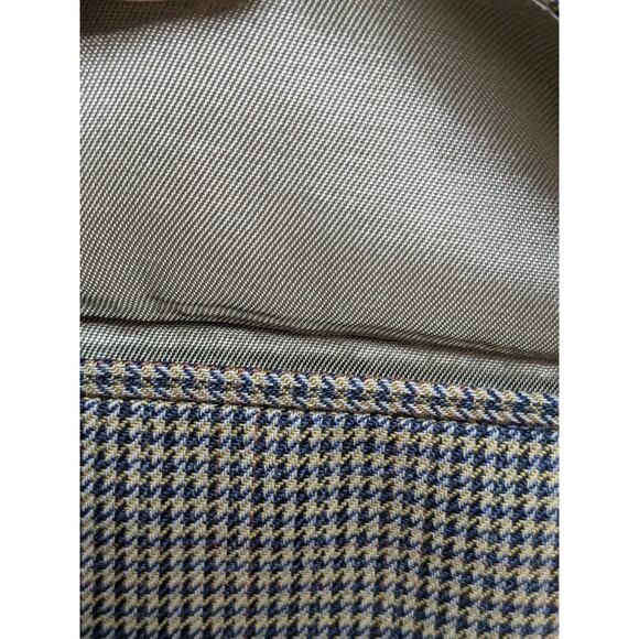 VTG Oscar De La Renta Men's Tan Houndstooth Sport Coat Sz 44L Beige Navy Office - Picture 7 of 12
